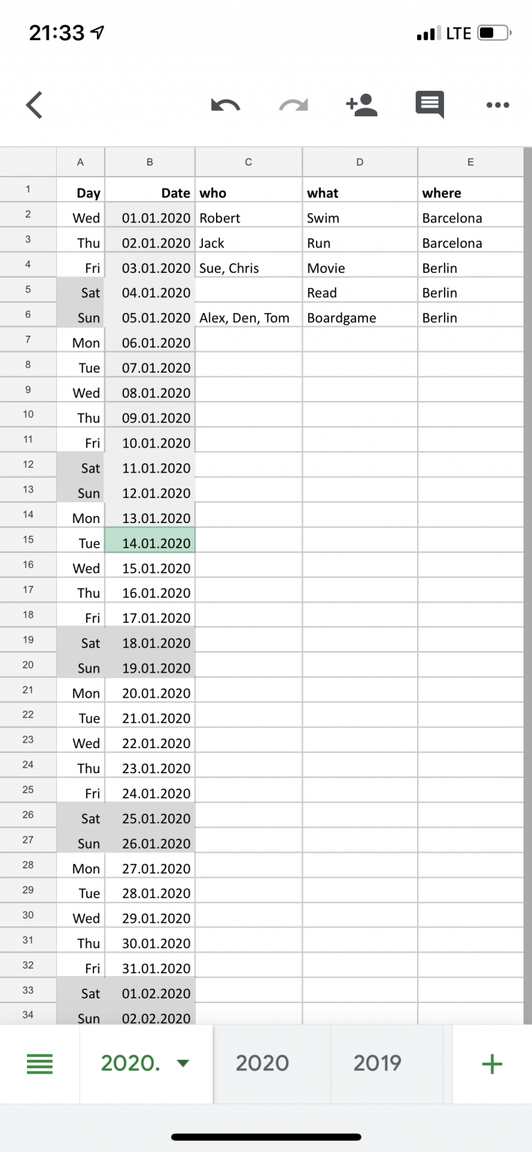 Journaling with Google Sheets Andre Pitie